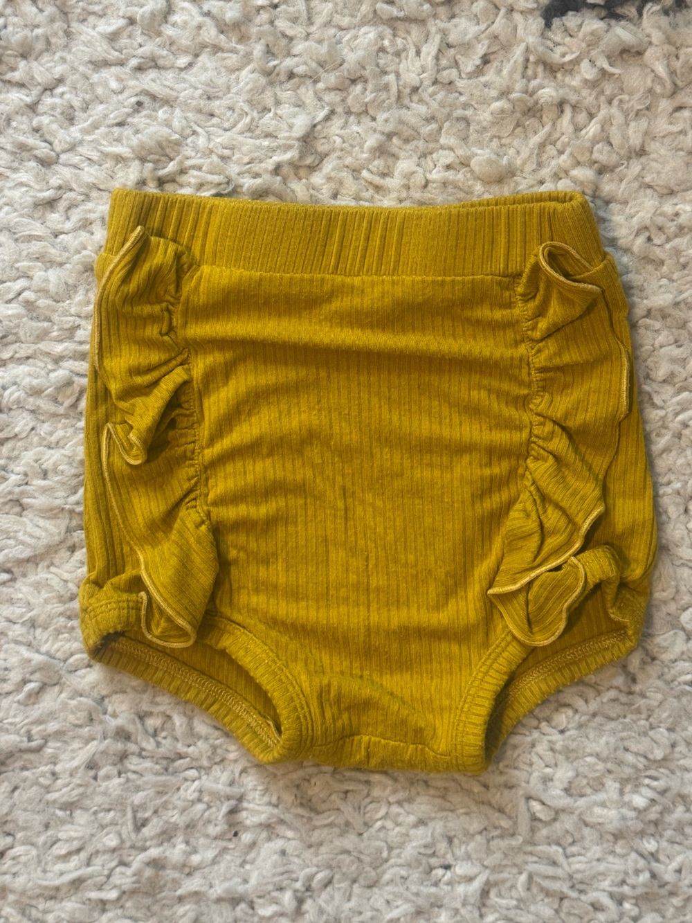 Kate Quinn high waist ruffle bloomer | stretchy modal rib | mustard - 6-12m